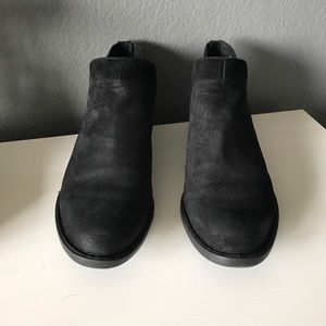 Black leather booties